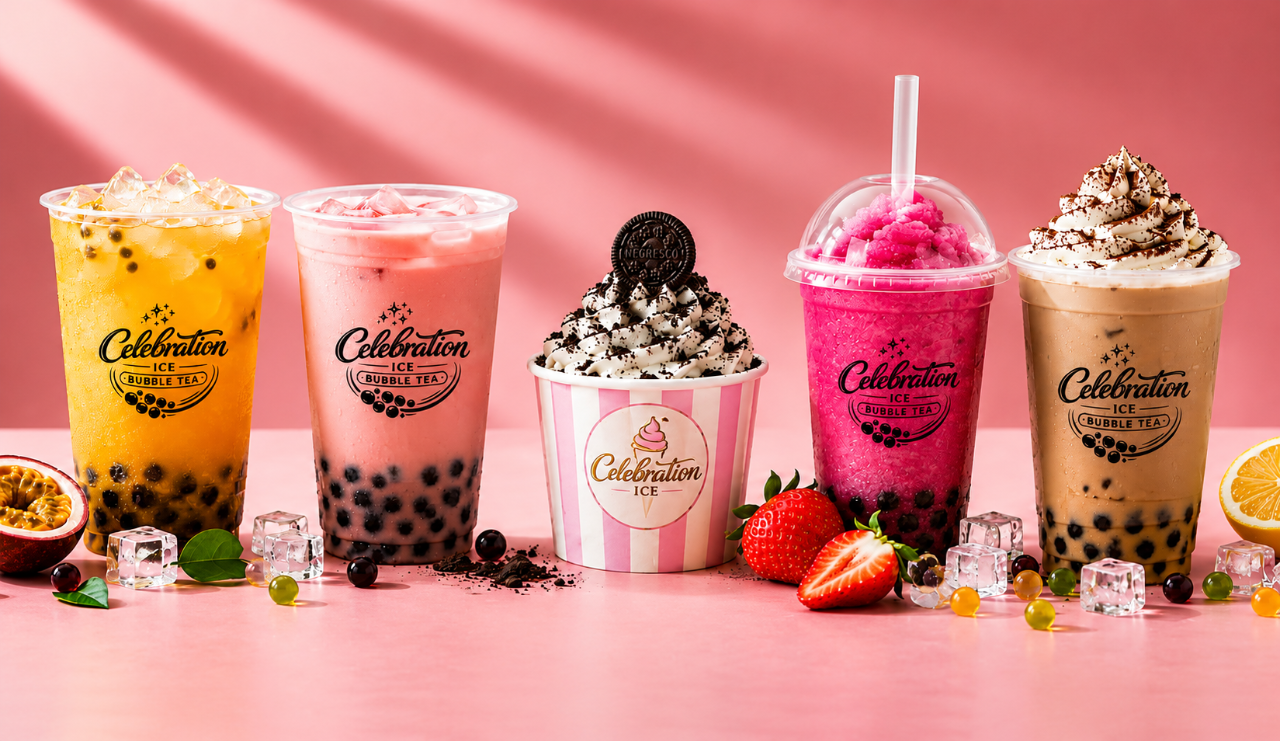 Linha completa Celebration Ice: bubble teas, frozen, sorvete e café gelado